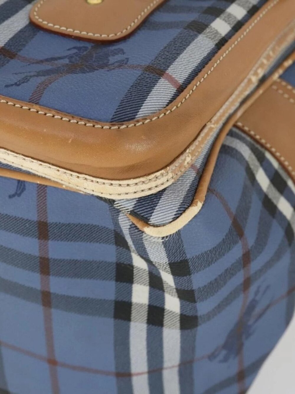 Burberrys Nova Check Shoulder Bag PVC Blue Gold Auth BA9593 - Picture 11 of 15